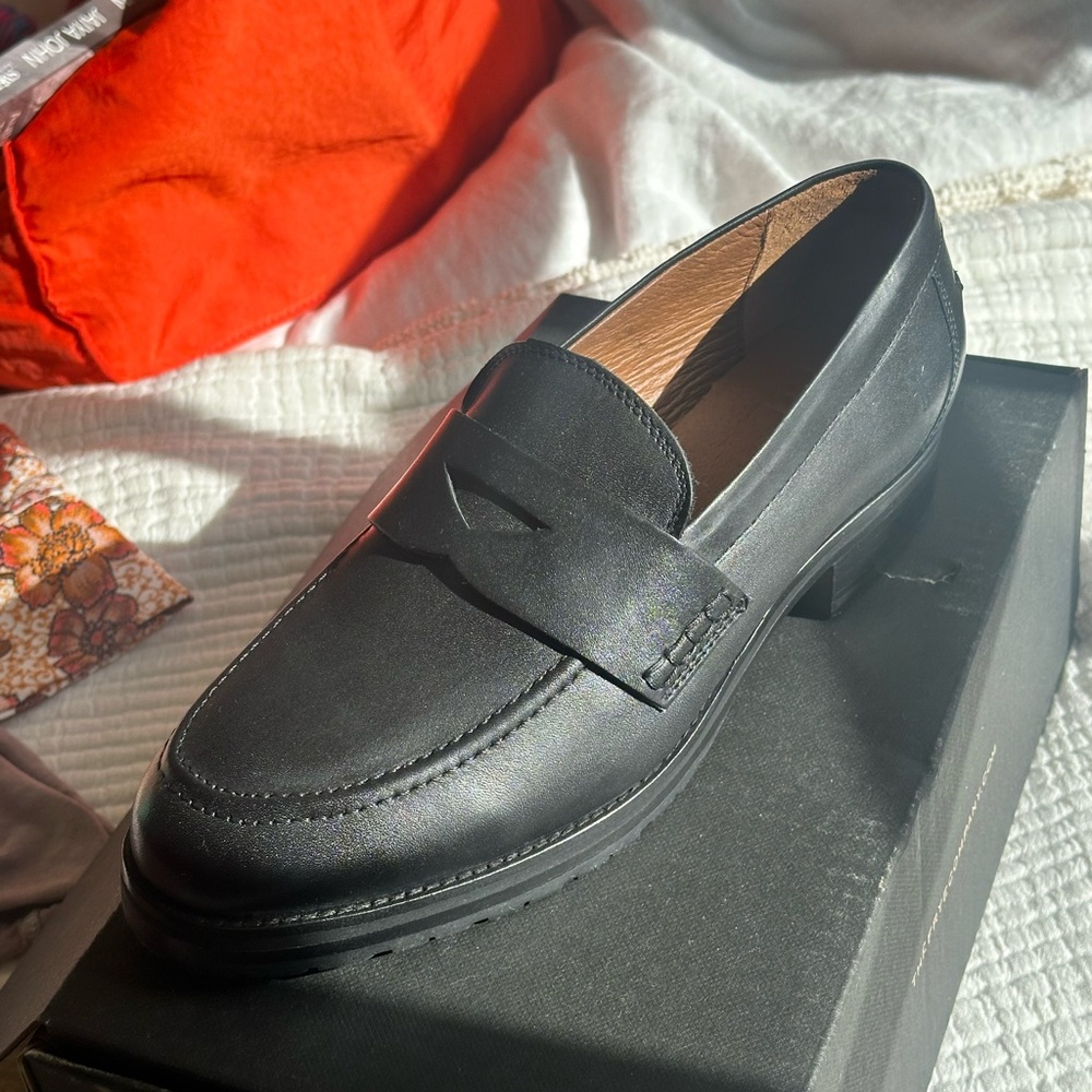Frye Melissa Lug Loafer Black Women Size 9 Leather